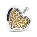 Hartvormige roestvrijstalen aromatherapie hanger met een geel viltkussen erin - Hart Holle Stijl (H015) / Alleen Hanger
