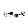 Orecchini a perno neri a doppia estremità con pietre di zircone cubico AAA trasparenti da 6 mm - Base Nera + Zirconia Bianca