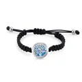 25mm stainless steel aromatherapy perfume bracelet with black braided rope and tree design - Tree of Life / With Twelve Pads