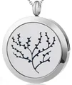 Collar relicario aromaterapia plata con diseño de rama oscura para aceites esenciales - Árbol de la Vida 137