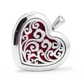 Hartvormige roestvrijstalen aromatherapie diffuser hanger met rood viltje voor ketting. - Spiraal Textuur Stijl (H005) / Alleen Hanger