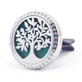 30mm stainless steel rhinestone car aromatherapy vent clip featuring a green tree of life - 06
