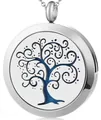 Collar difusor de aromaterapia con diseño Árbol de la Vida en acero inoxidable plateado - Árbol de la Vida 076
