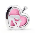 Hartvormige roestvrijstalen aromatherapie diffuser hanger met een roze viltkussen - Moeder en Kind Stijl (H013) / Alleen Hanger