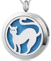 Collana diffusore aromaterapia in acciaio con ciondolo a gatto e feltro blu - Gatto dalla Coda Lunga (147) / solo ciondolo