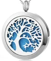 Collar difusor de aromas Árbol de la Vida plata con almohadilla azul - Árbol de la Vida 150