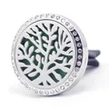30mm stainless steel car vent aroma diffuser clip with rhinestone tree of life design - 09