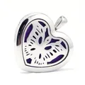 RVS hart aromatherapie hanger met vlinder uitsparing ontwerp en paars viltje aan de binnenzijde - Vlinder Holle Stijl (H016) / Alleen Hanger