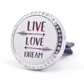 30mm stainless steel car vent diffuser clip with rhinestones and Live Love Dream text - LIVE LOVE DREAM (10)