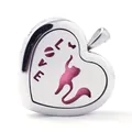 Roestvrijstalen hartvormige aroma diffuser hanger met kattenuitsparing en kussen - LOVE Letter Stijl (H017) / Alleen Hanger