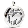 Ciondolo diffusore in acciaio inox argento con design a gatto traforato - Gatto dalla Coda Lunga (171) / solo ciondolo
