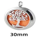 Colgante de aromaterapia de árbol de la vida plateado de 30mm con almohadilla naranja - Árbol y Pájaro
