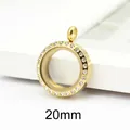 Elegant 20mm gold vacuum plated magnetic glass locket pendant with rhinestone border - 20mm (Rhinestone Style) / Rose Gold