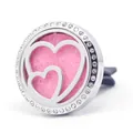 Elegant 30mm stainless steel car air vent aromatherapy diffuser clip with pink heart motif - Double Heart (12)
