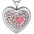 Hartvormige aromatherapie diffuser medaillon ketting van roestvrij staal metaal - Hart Holle Bloemenstijl (H019) / Alleen Hanger