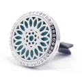 Stainless steel 30mm car aromatherapy vent clip with crystals and teal felt pad. - 13