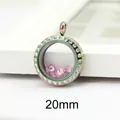 20mm rainbow vacuum plated magnetic glass locket pendant with sparkling pink stones - 20mm (Rhinestone Style) / Rainbow