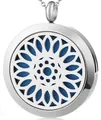 Collana diffusore per aromaterapia in acciaio inossidabile con motivo a sole traforato - Girasole (089) / solo ciondolo