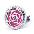 30mm stainless steel car vent aromatherapy clip with crystal rim and pink rose pad - Rose Pattern (14)