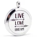 Pendente per aromaterapia rotondo in acciaio inossidabile con design LIVE LOVE DREAM - Live Love Dream (104) / solo ciondolo