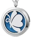Collana aromaterapia a farfalla con pad in feltro blu con finitura argento lucido - Farfalla (064) / solo ciondolo
