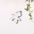 Polished stainless steel boy charm pendant for DIY personalized jewelry creations - Steel