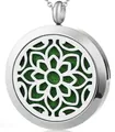Collana diffusore per aromaterapia in acciaio inox con inserto in feltro verde. - Fiore a 8 Petali (188) / solo ciondolo
