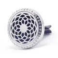 Stainless steel 30mm rhinestone car aromatherapy vent clip with floral locket design - 25