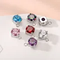 Colgantes de circonita y acero inoxidable para hacer manualidades de joyería DIY - Redondo (Soporte plateado)