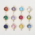Set de 12 dijes coloridos de circonita 3A redonda de 6mm con acabado dorado para joyas - Circonia Oro Champán / Solo Colgante / Dorado