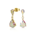 Eleganti orecchini a goccia in acciaio al titanio con zirconi cangianti a pera AAA - Colore Oro Zirconia Multicolore AB