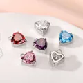 Colgantes de circonita en forma de corazón en varios colores con engaste de acero - Forma de Corazón (Base Acero) / 8*8mm Circonia Blanco