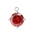Colgante de circón rojo redondo de 7 mm en acero inoxidable para joyería DIY - Engaste Color Acero / Circonia Granate de Enero
