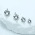 Juego de cuatro bases de engaste de acero inoxidable para joyería DIY personalizada - Doble Anillo Plano (01) / 5mm / Color acero