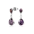 Eleganti orecchini a goccia in zircone viola in acciaio al titanio per gioielli donna - Argento Zirconia Viola