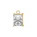 Elegante pendente rettangolare 6x8mm in zirconia bianca con montatura in acciaio dorato - Supporto per Pietra Colore Acciaio / Aprile Zirconia Bianca