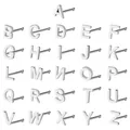 Colección de 26 piercings de nariz con letras de acero inoxidable 316 pulido. - Letra A / Color acero