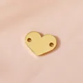 Mirror finish stainless steel heart tag with double holes for DIY jewelry bracelets - Gold