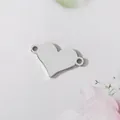 Polished stainless steel heart-shaped connector charm for DIY jewelry making designs. - Steel