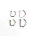 Set of rainbow iridescent titanium steel D-shaped nose rings for body piercing jewelry. - 1.0*10 / Rainbow