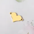 Gold heart-shaped stainless steel connector charm for jewelry making with double holes - Gold