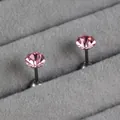 Elegant pink birthstone stud earrings crafted from durable titanium steel for daily wear - 5mm / Pink Tourmaline (October)