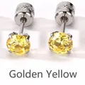 Elegantes pendientes de circonita amarillo dorado con engaste de cuatro garras - Dorado