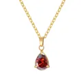 Elegante collar de acero inoxidable dorado con colgante de circón rojo en pera - Enero (Piedra de Nacimiento) / Conjunto de Colgante + Collar / Dorado Rojo Granate Circonia