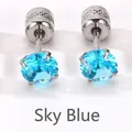 Pendientes de circonita azul cielo con engaste de cuatro garras para variante - Azul cielo