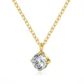 Elegant 18K gold-plated stainless steel necklace featuring a single round AAA zircon. - Round / Pendant Only / Gold