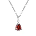 Collar minimalista de acero inoxidable con colgante de circonita roja en pera. - Enero (Piedra de Nacimiento) / Conjunto de Colgante + Collar / Plateado Rojo Granate Circonia
