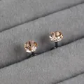 Champagne birthstone crystal stud earrings made of titanium steel on gray velvet. - Citrine Champagne (November)