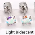 Pendiente de plata con circonita cúbica redonda irisada de color claro variado - Circonio AB