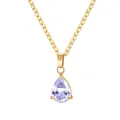Collana dorata minimalista con un ciondolo in zircone viola chiaro a forma di pera - June (Birthstone) / Set Ciondolo + Collana / Gold Alexandrite Zirconia